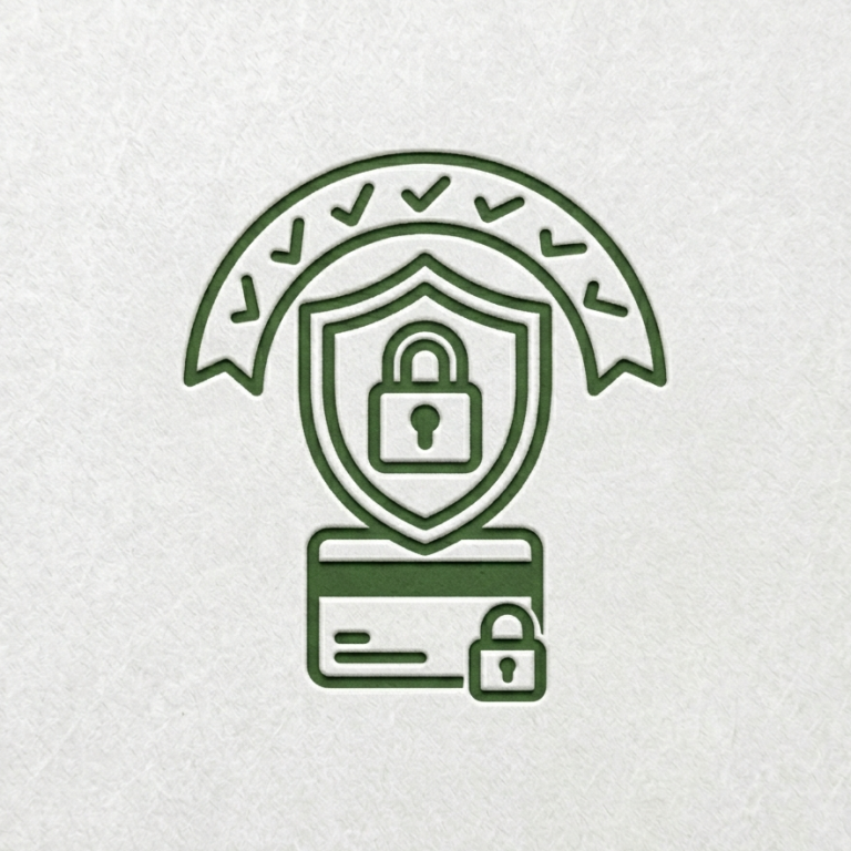Paiements acceptés Icône de sécurité avec un cadenas, un bouclier et une carte de crédit.